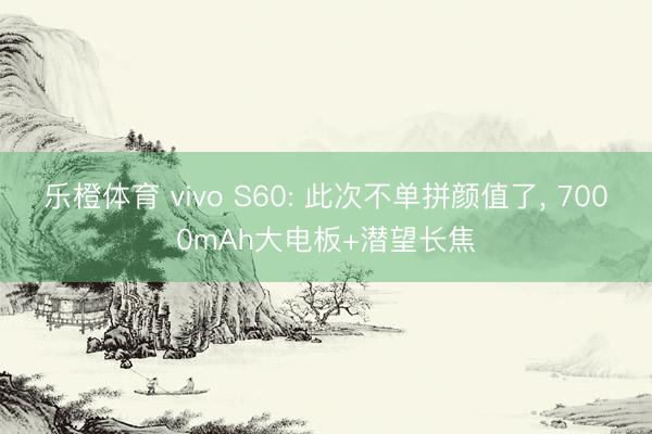 乐橙体育 vivo S60: 此次不单拼颜值了， 7000mAh大电板+潜望长焦