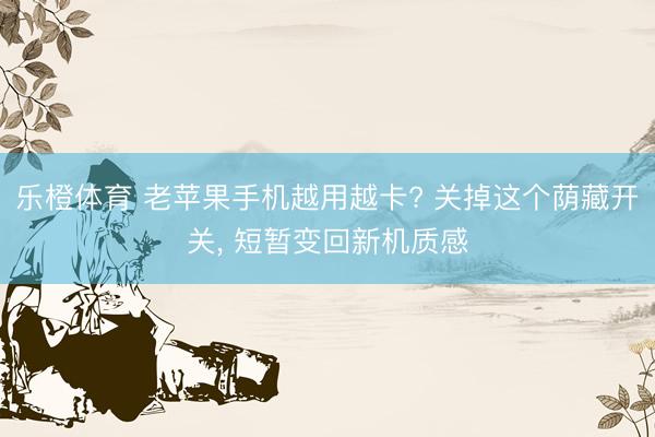 乐橙体育 老苹果手机越用越卡? 关掉这个荫藏开关， 短暂变回新机质感