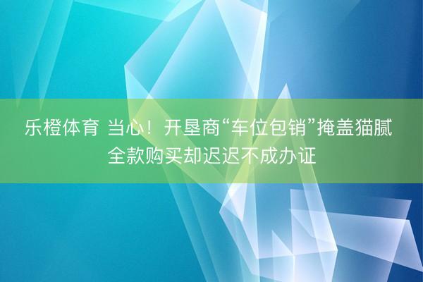 乐橙体育 当心!开垦商“车位包销”掩盖猫腻 全款购买却迟迟不成办证