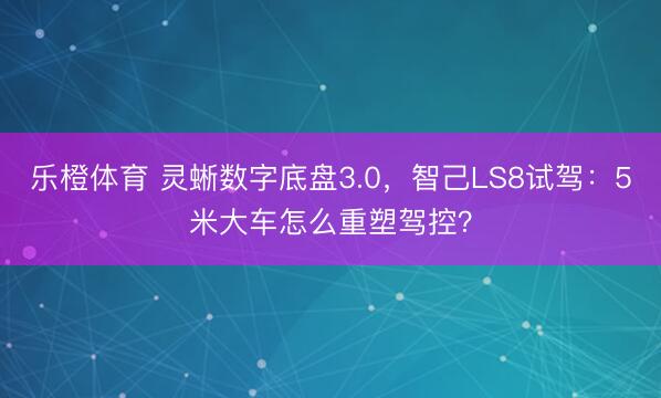 乐橙体育 灵蜥数字底盘3.0，智己LS8试驾：5米大车怎么重塑驾控？