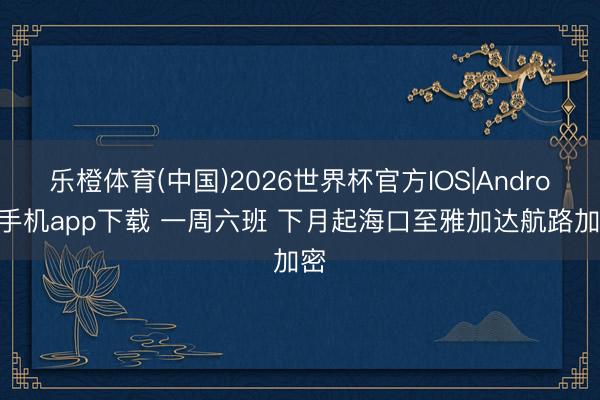 乐橙体育(中国)2026世界杯官方IOS|Android手机app下载 一周六班 下月起海口至雅加达航路加密
