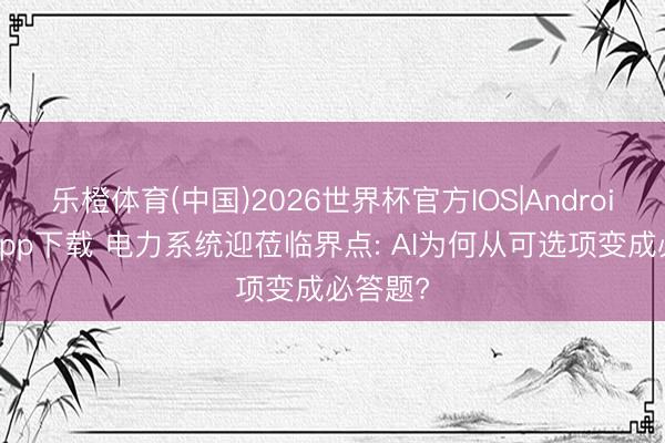 乐橙体育(中国)2026世界杯官方IOS|Android手机app下载 电力系统迎莅临界点: AI为何从可选项变成必答题?