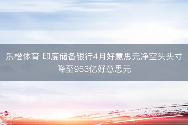 乐橙体育 印度储备银行4月好意思元净空头头寸降至953亿好意思元